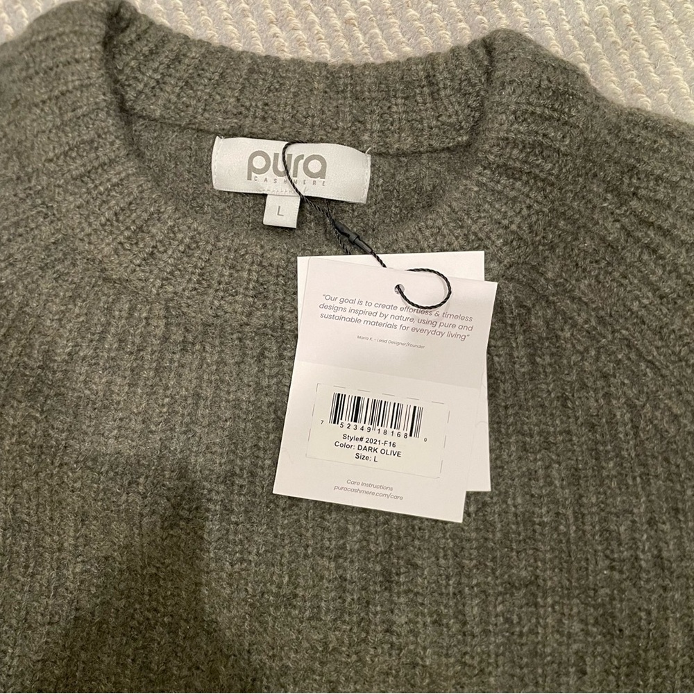 Pura Cashmere 100% Cashmere Fisherman Sweater NWT - Picture 6 of 7